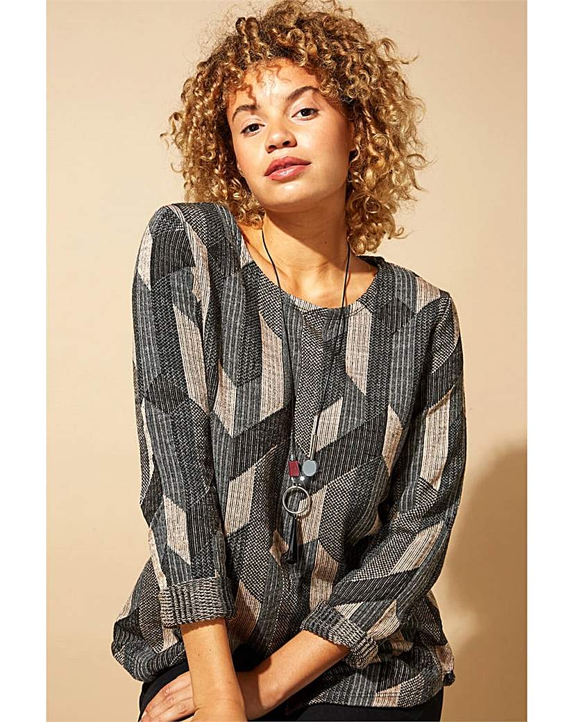 Image of Roman Geometric Aztec Print Necklace Top