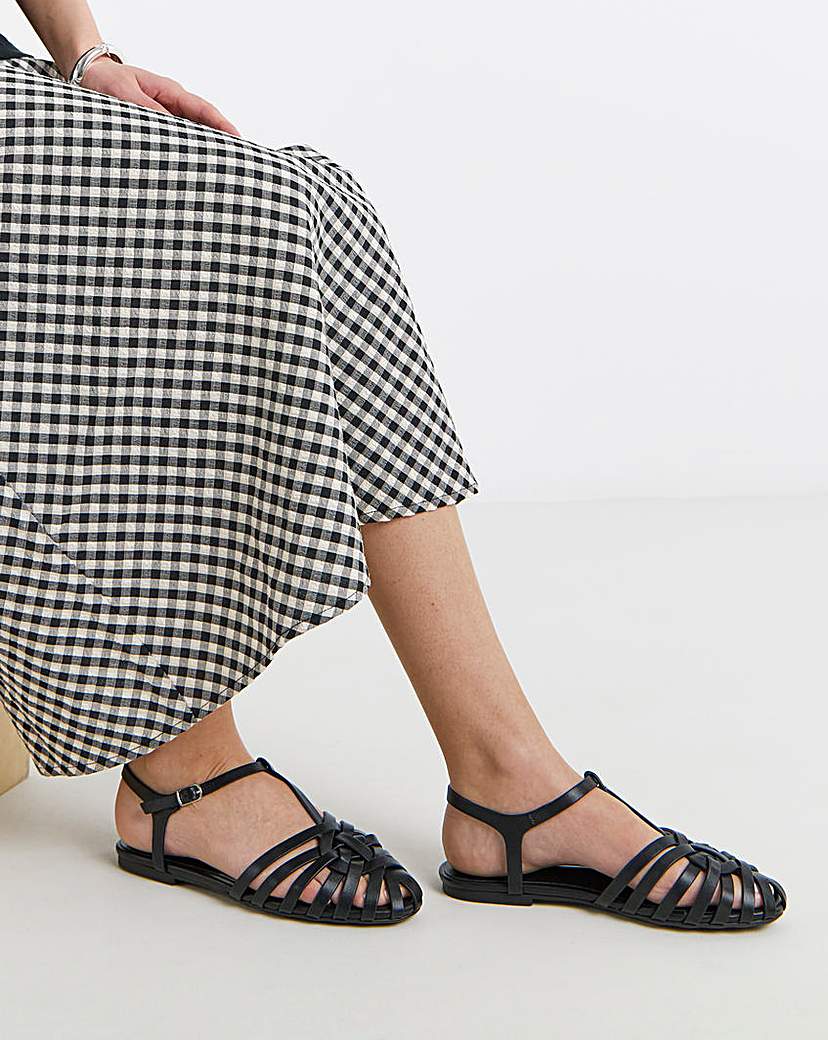 Woven Fisherman Shoes Wide Fit Black Simply …