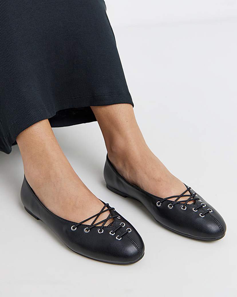 Lace Front Ballerinas Wide Fit
