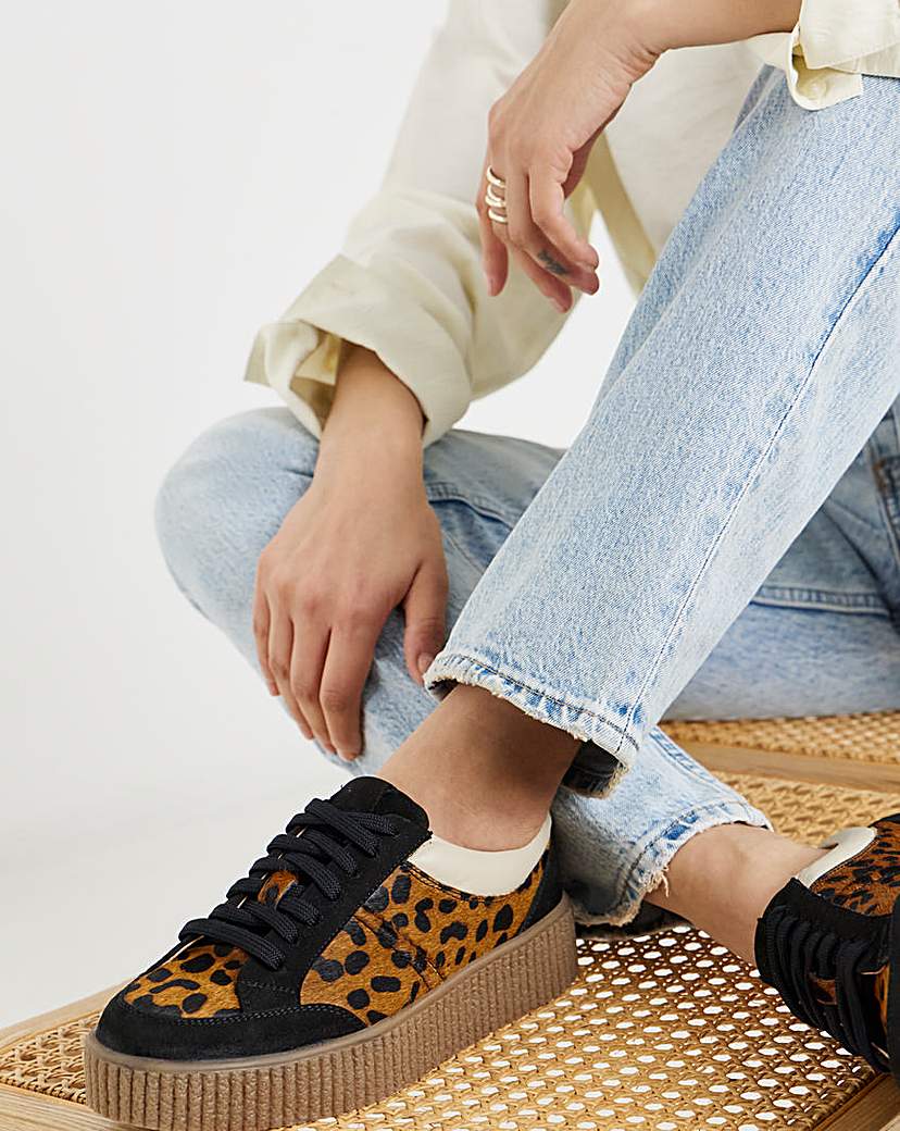 Chunky Lace Up Trainer Wide Leopard Simply …