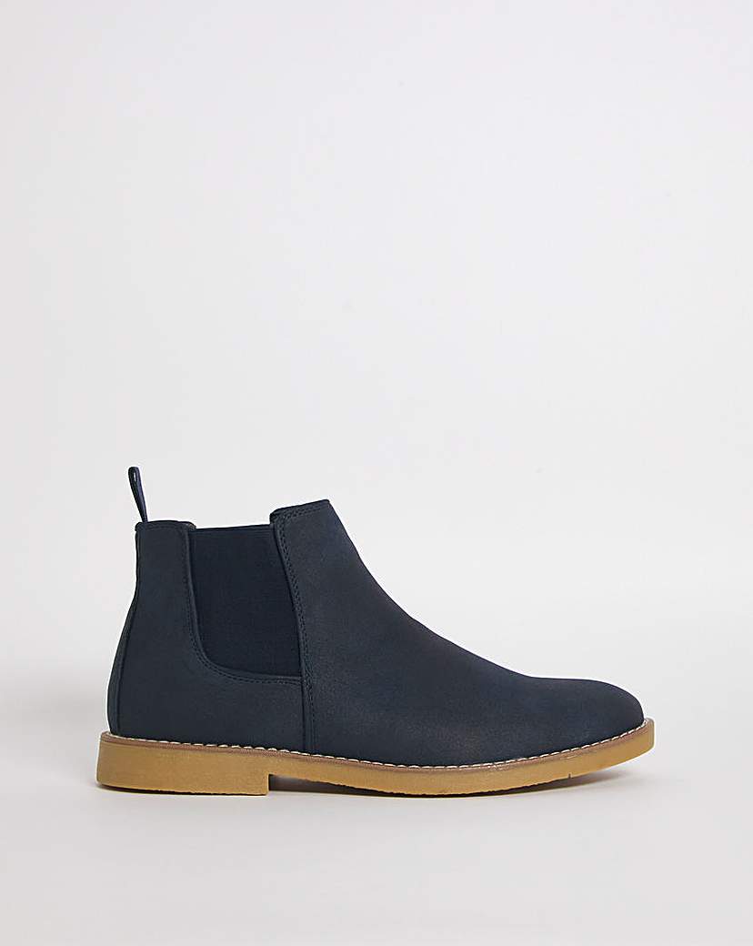 Casual Flex Chelsea Boot Gum Sole Wide - Navy