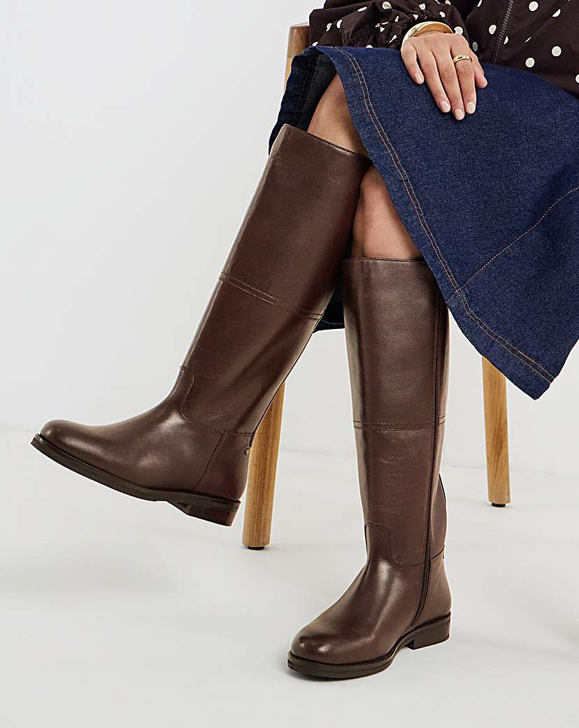Leather Flat Knee High Boot Ex Wide SC