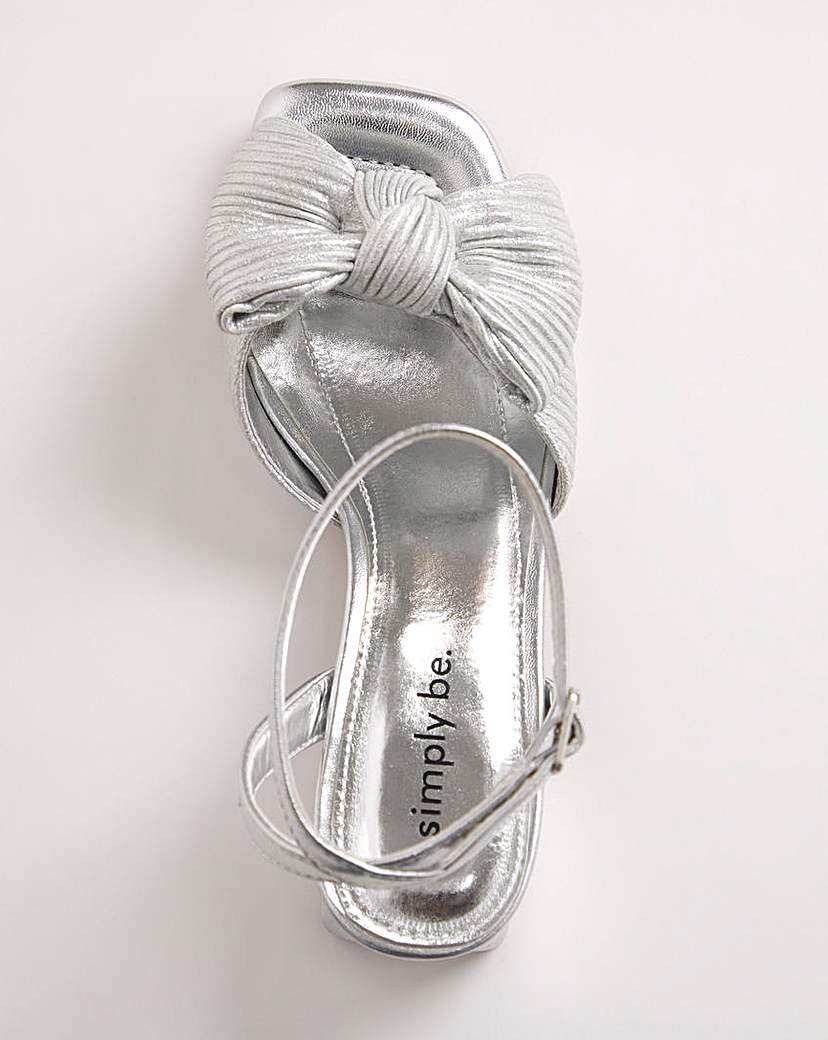 Plisse Bow Low Heel Sandal Ex Wide