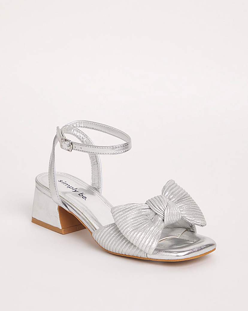 Plisse Bow Low Heel Sandal Ex Wide