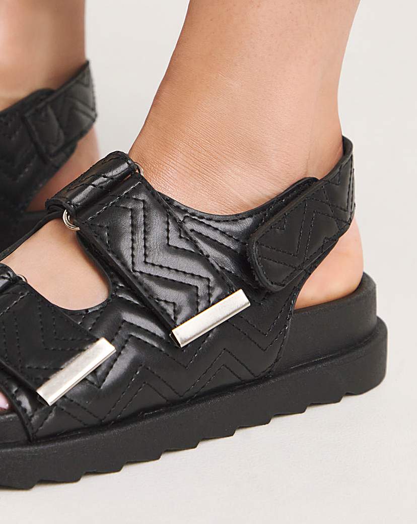 Quilted Touch and Close Sandal Ex Wide
