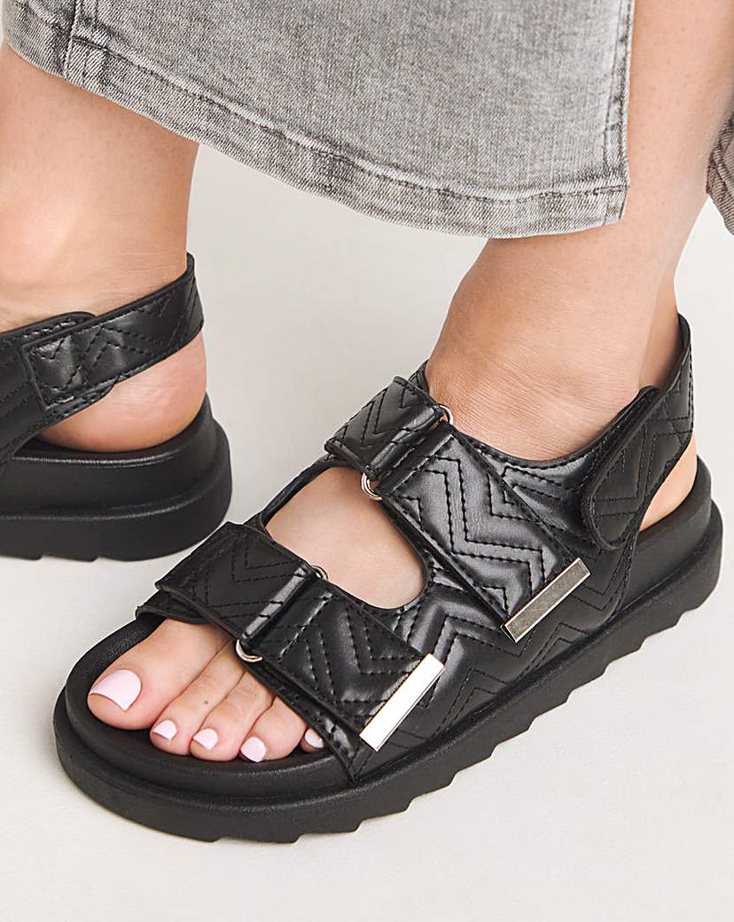 Quilted Touch and Close Sandal Ex Wide