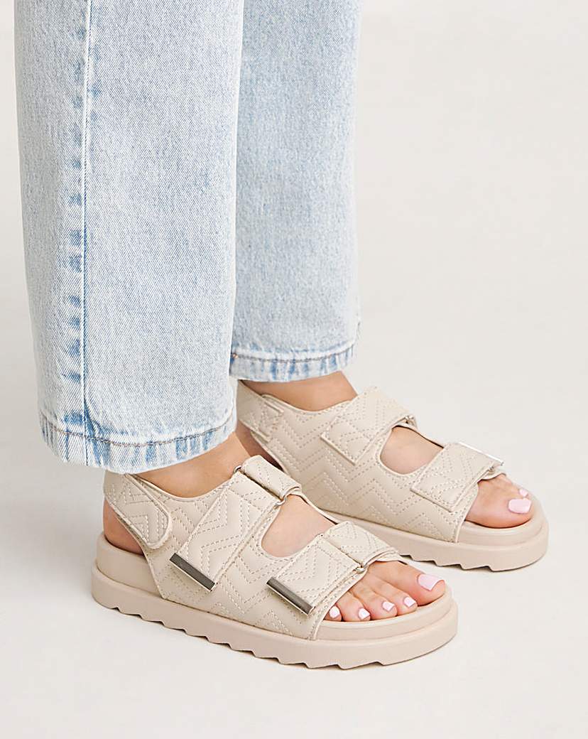 Quilted Touch and Close Sandal Ex Wide