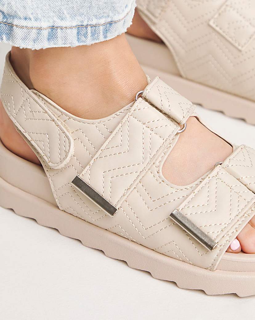 Quilted Touch and Close Sandal Ex Wide
