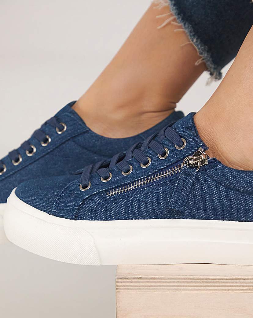 Lace Up Zip Chunky Trainer Ex Wide