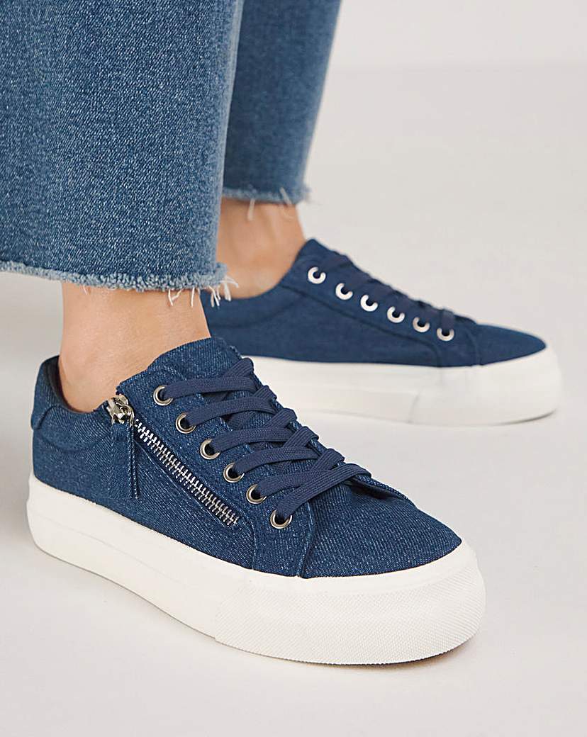 Lace Up Zip Chunky Trainer Ex Wide