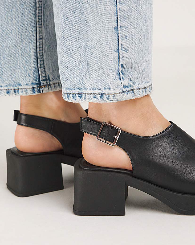 Slingback Block Heel Sandal Ex Wide