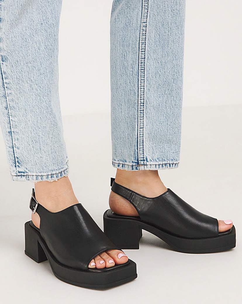 Slingback Block Heel Sandal Ex Wide