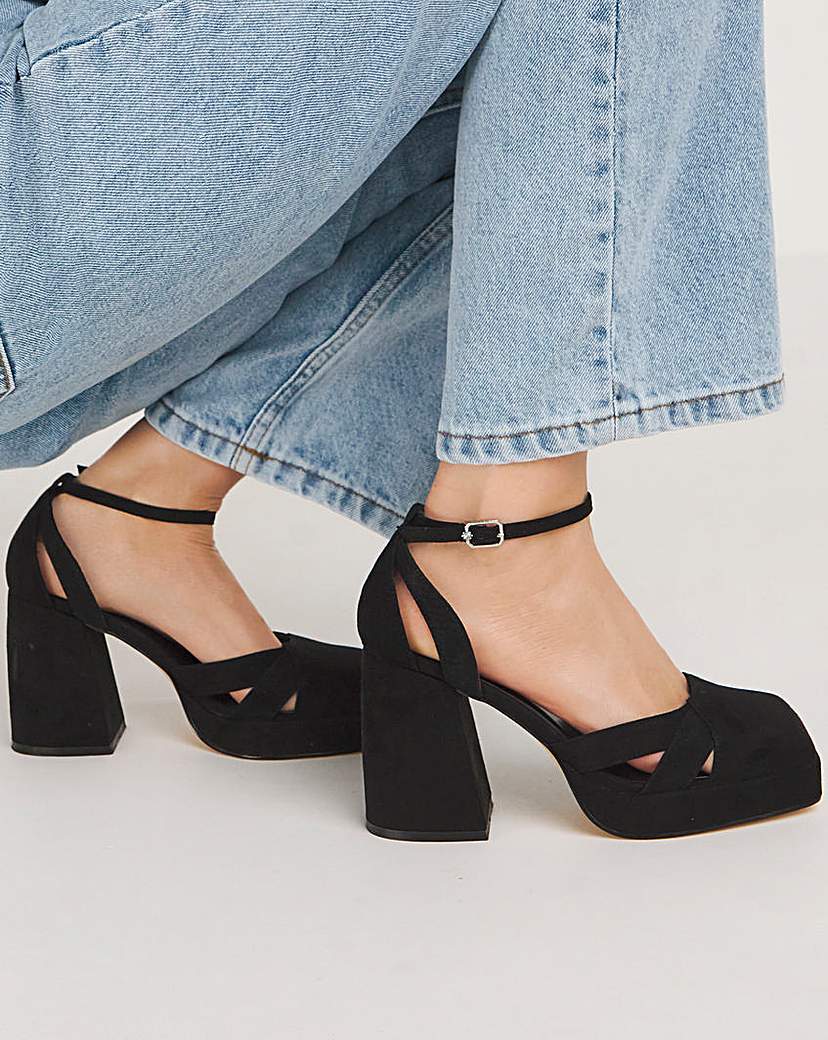 Platform Heeled Shoes Ex Wide Fit