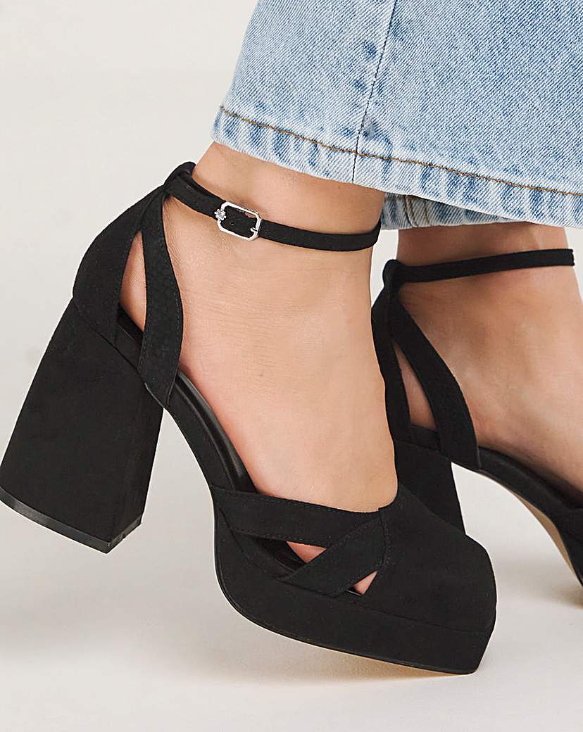 Platform Heeled Shoes Ex Wide Fit