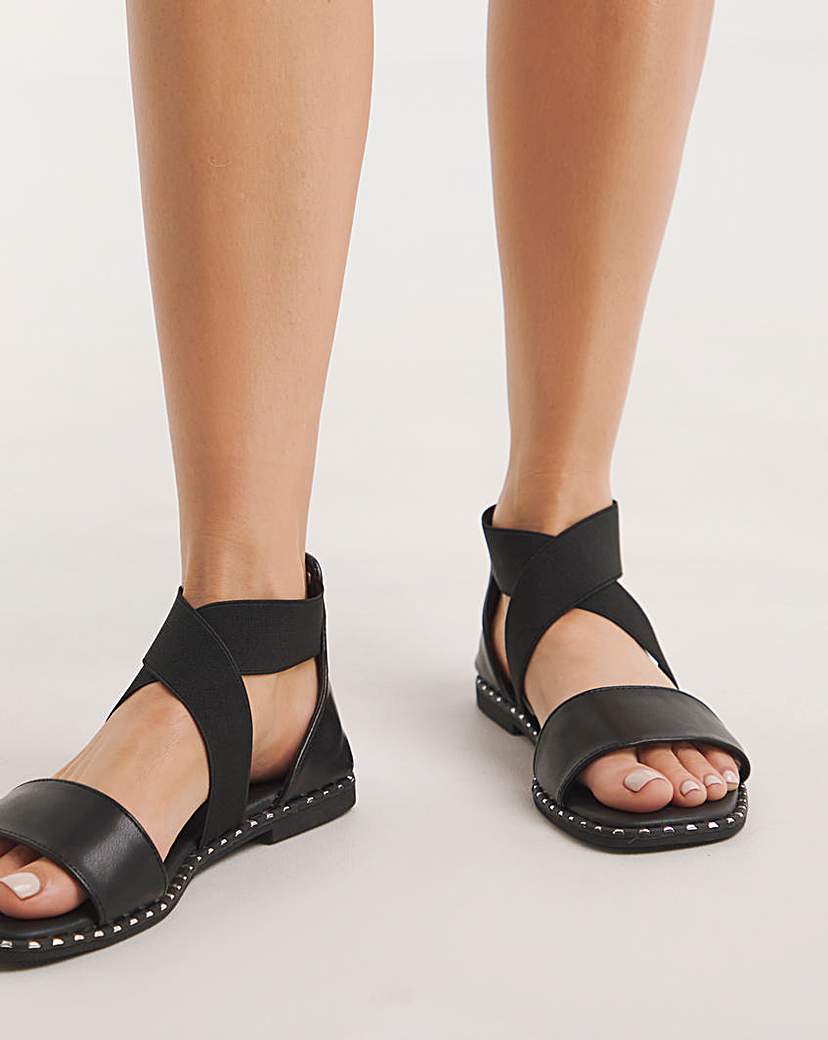 Stretch Cross Upper Flat Sandal Wide