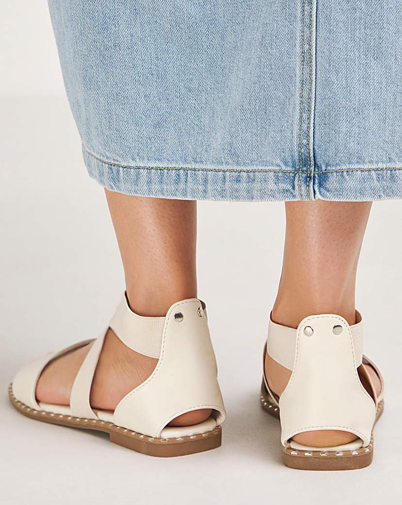 Stretch Cross Upper Flat Sandal Wide