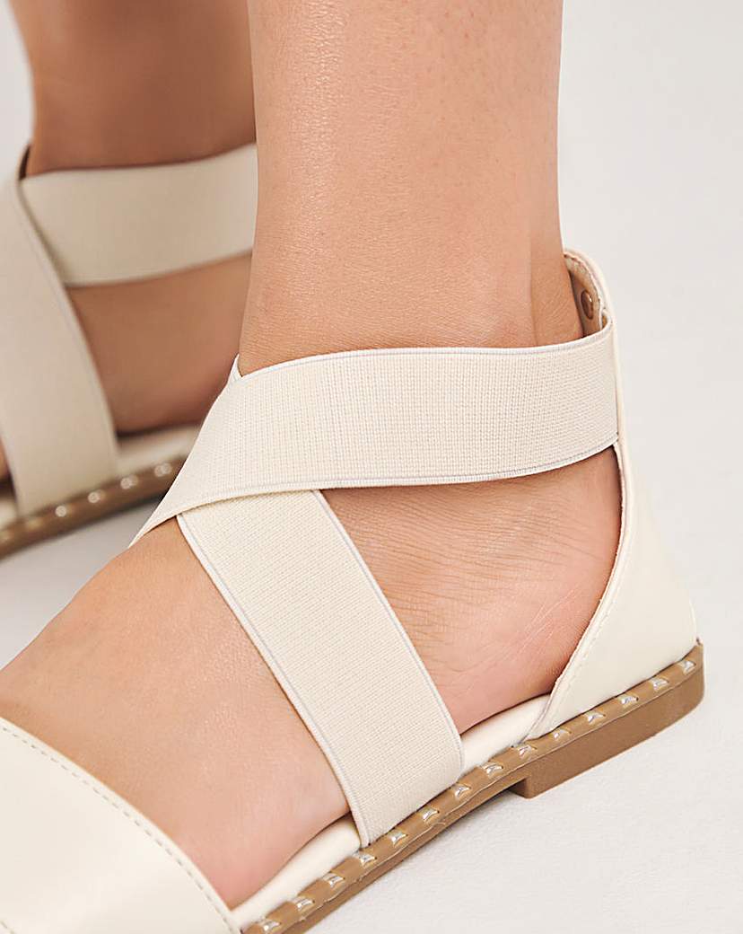 Stretch Cross Upper Flat Sandal Wide