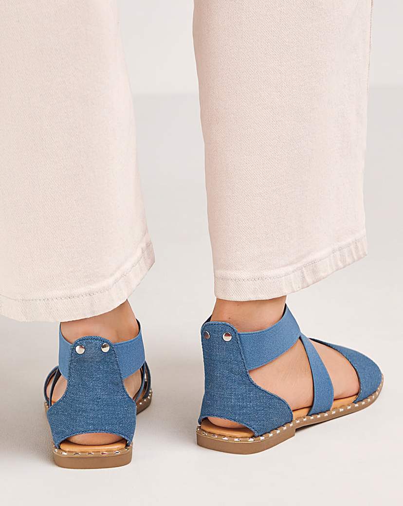 Stretch Cross Upper Flat Sandal Ex Wide