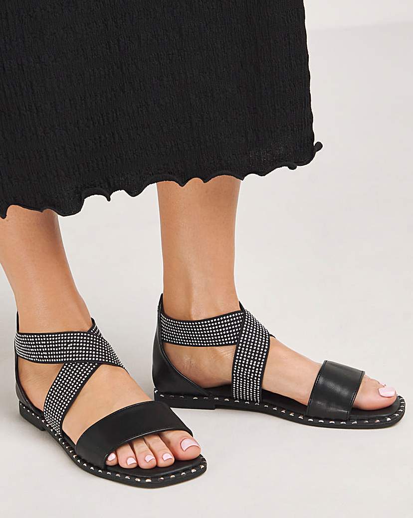 Stretch Cross Upper Flat Sandal Wide