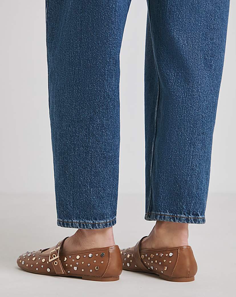Embellished Mary Jane Flat Show Ex Wide