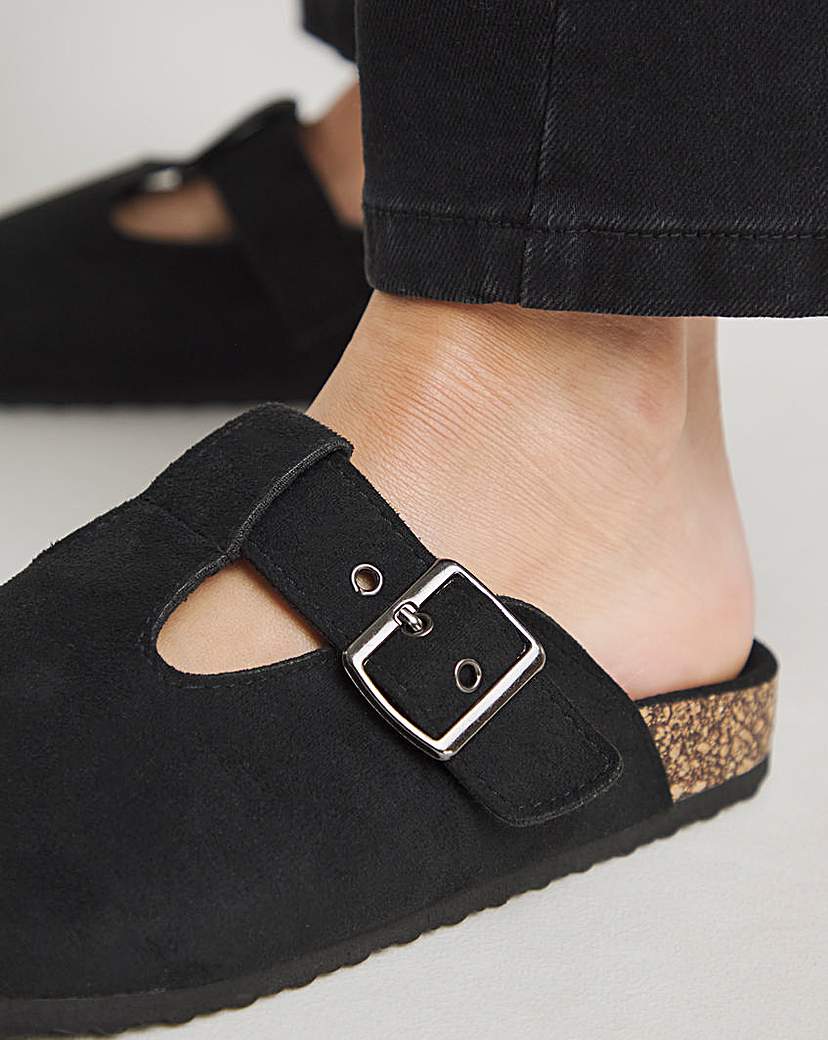 Buckle Footbed Closed Toe Mule Wide Fit