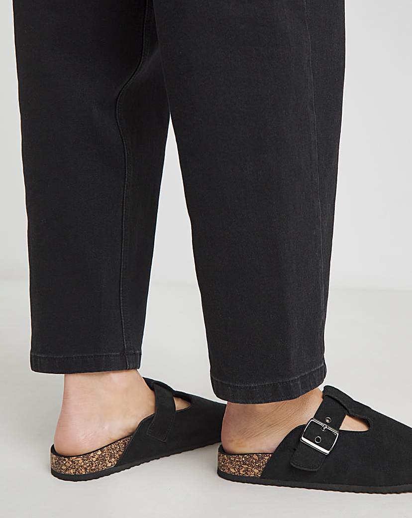 Buckle Footbed Closed Toe Mule Wide Fit