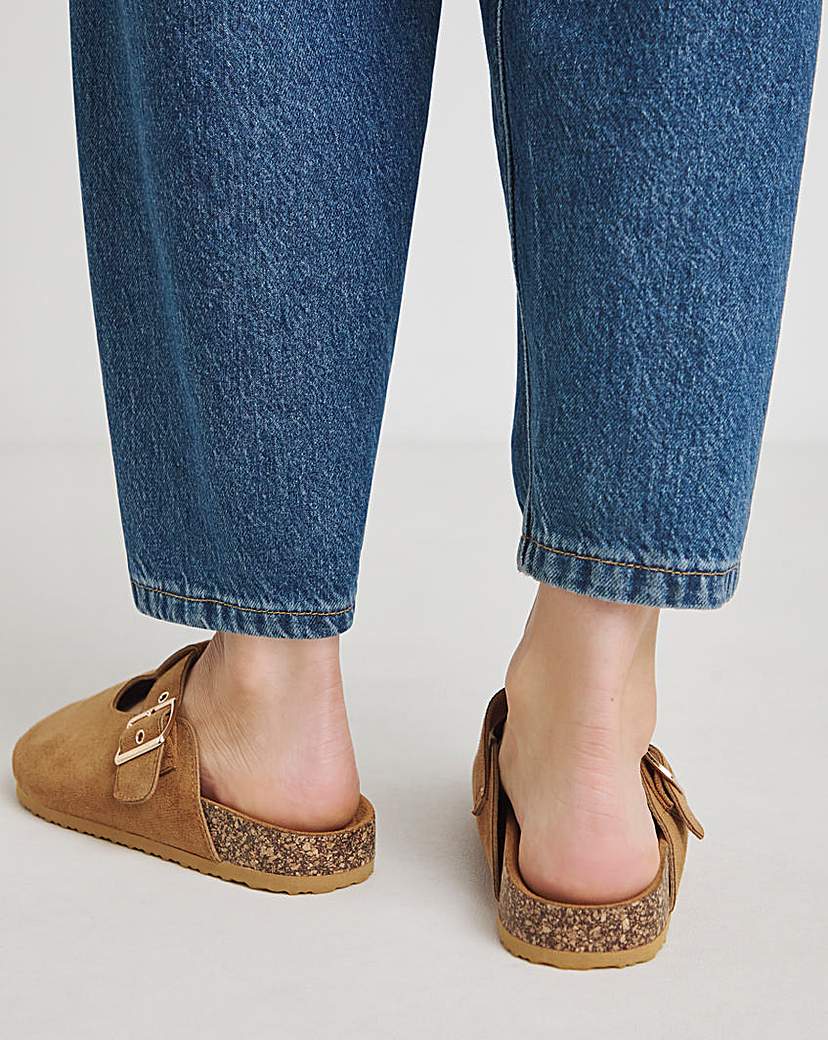 Buckle Footbed Closed Toe Mule Wide Fit