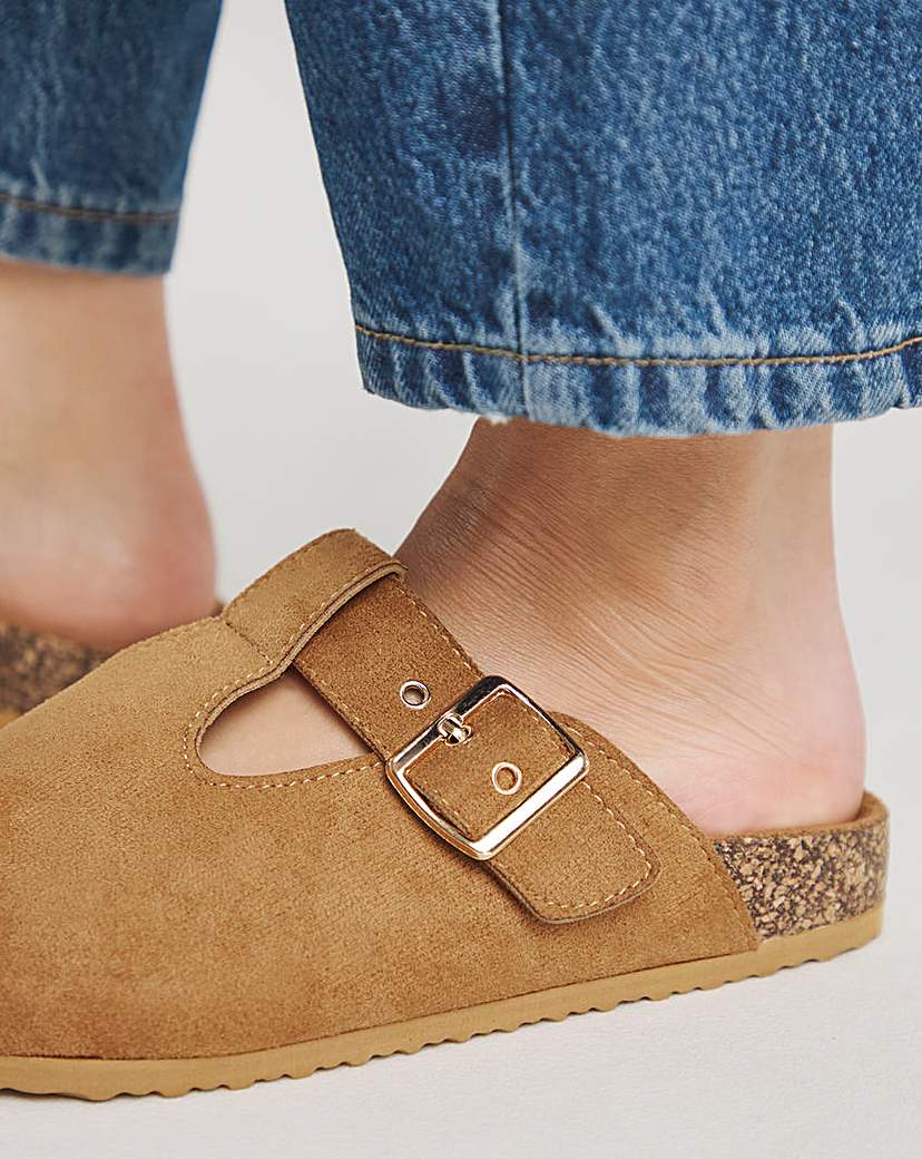 Buckle Footbed Closed Toe Mule Wide Fit
