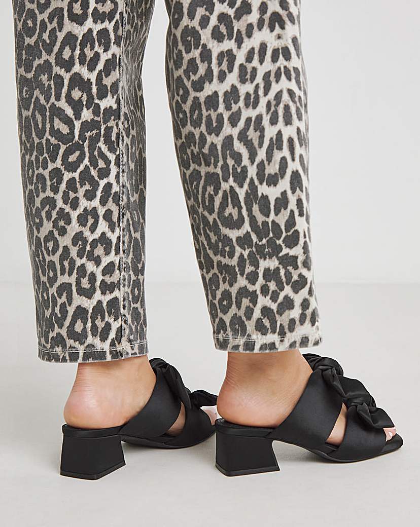 Double Bow Low Heel Mules Wide