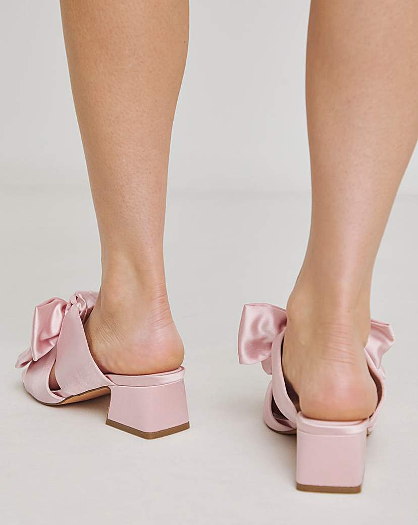 Double Bow Low Heel Mules Ex Wide