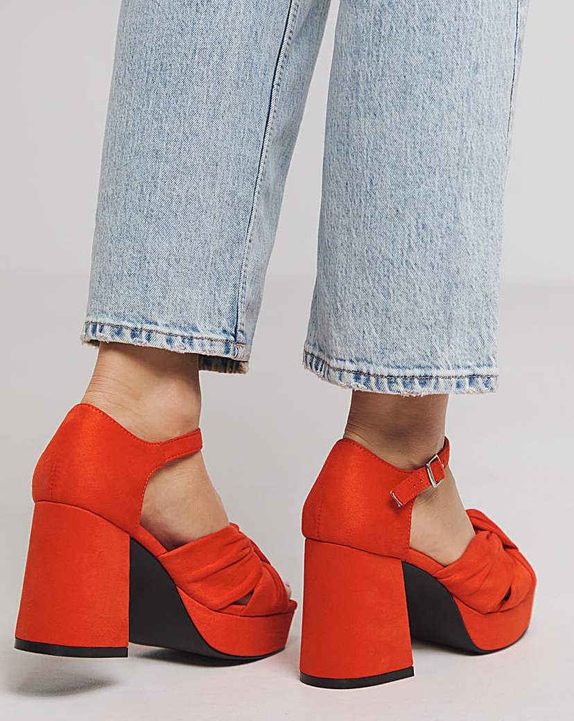 Knot Detail Platform Sandal Ex Wide Fit