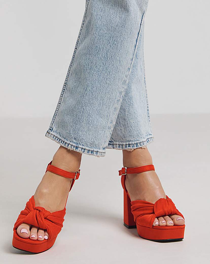 Knot Detail Platform Sandal Ex Wide Fit
