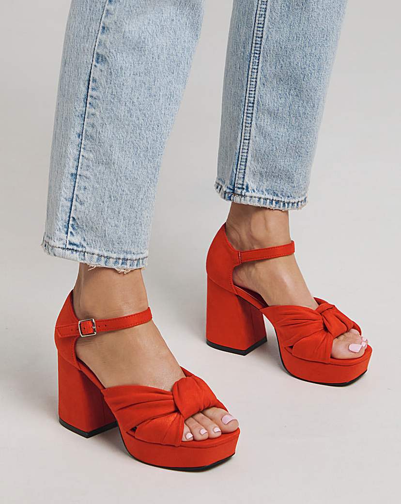 Knot Detail Platform Sandal Ex Wide Fit