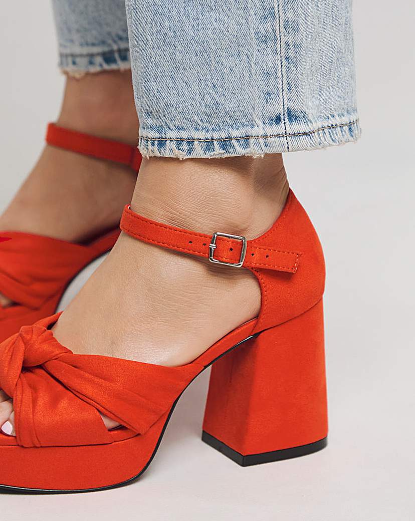Knot Detail Platform Sandal Ex Wide Fit