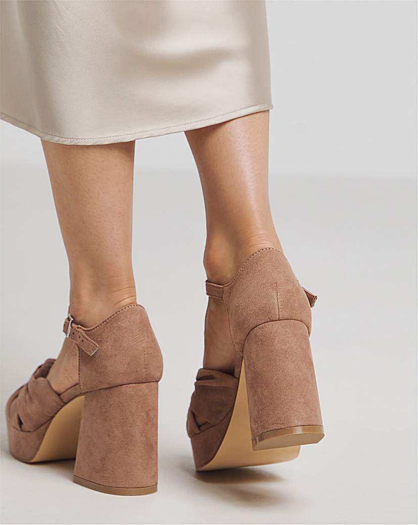 Knot Detail Platform Sandal Ex Wide Fit