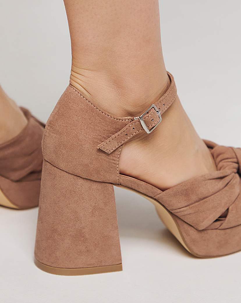 Knot Detail Platform Sandal Ex Wide Fit