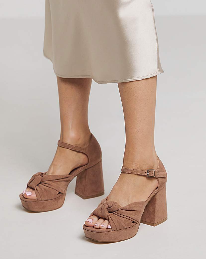 Knot Detail Platform Sandal Ex Wide Fit