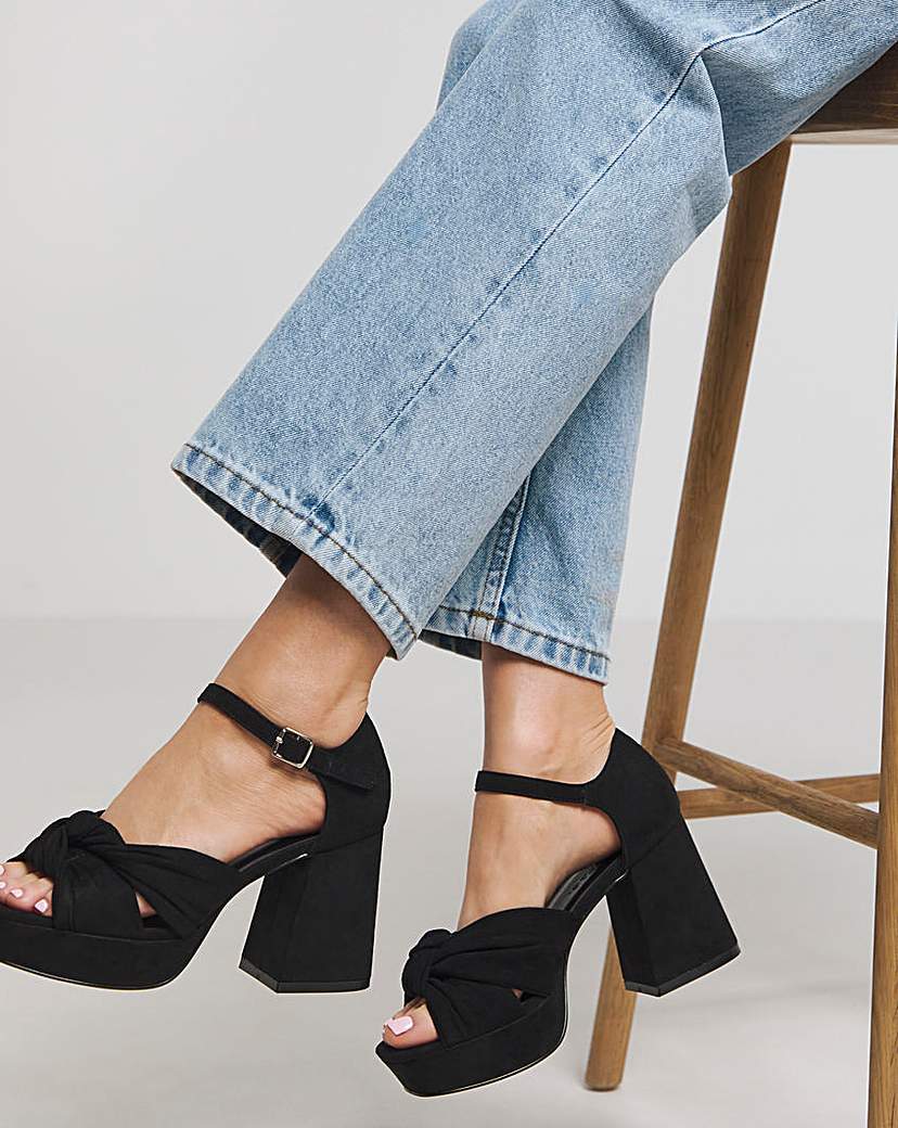 Knot Detail Platform Sandal Ex Wide Fit