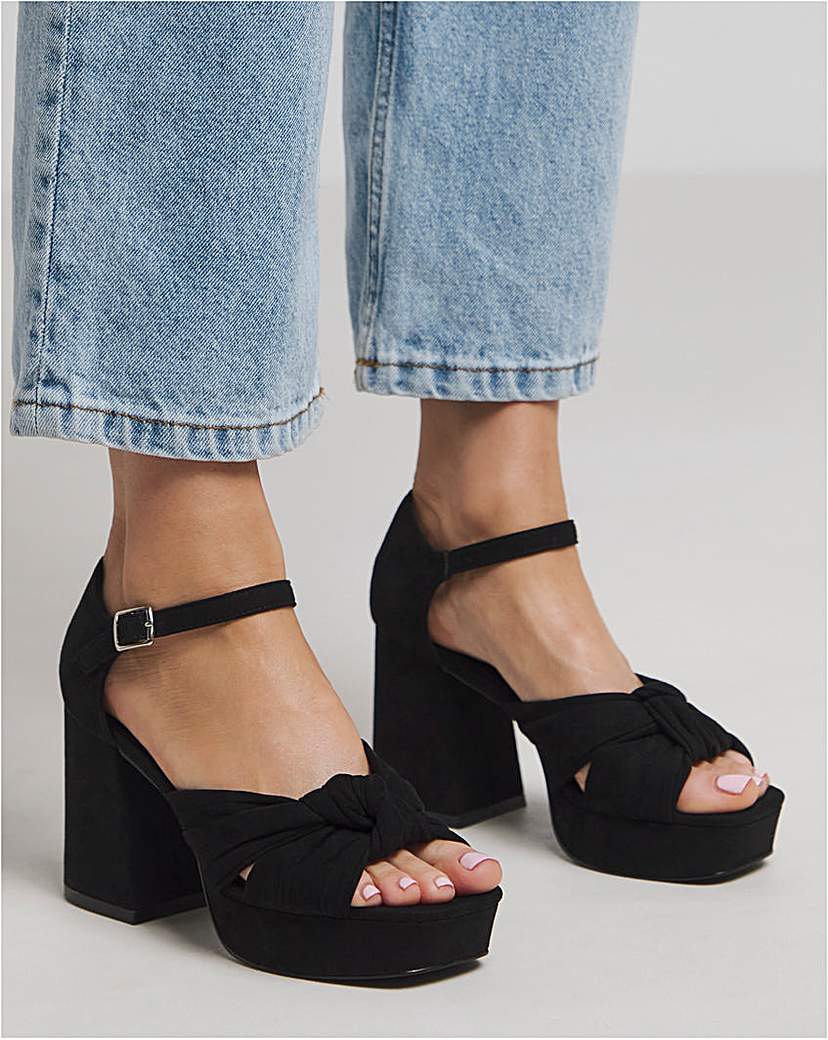 Knot Detail Platform Sandal Ex Wide Fit