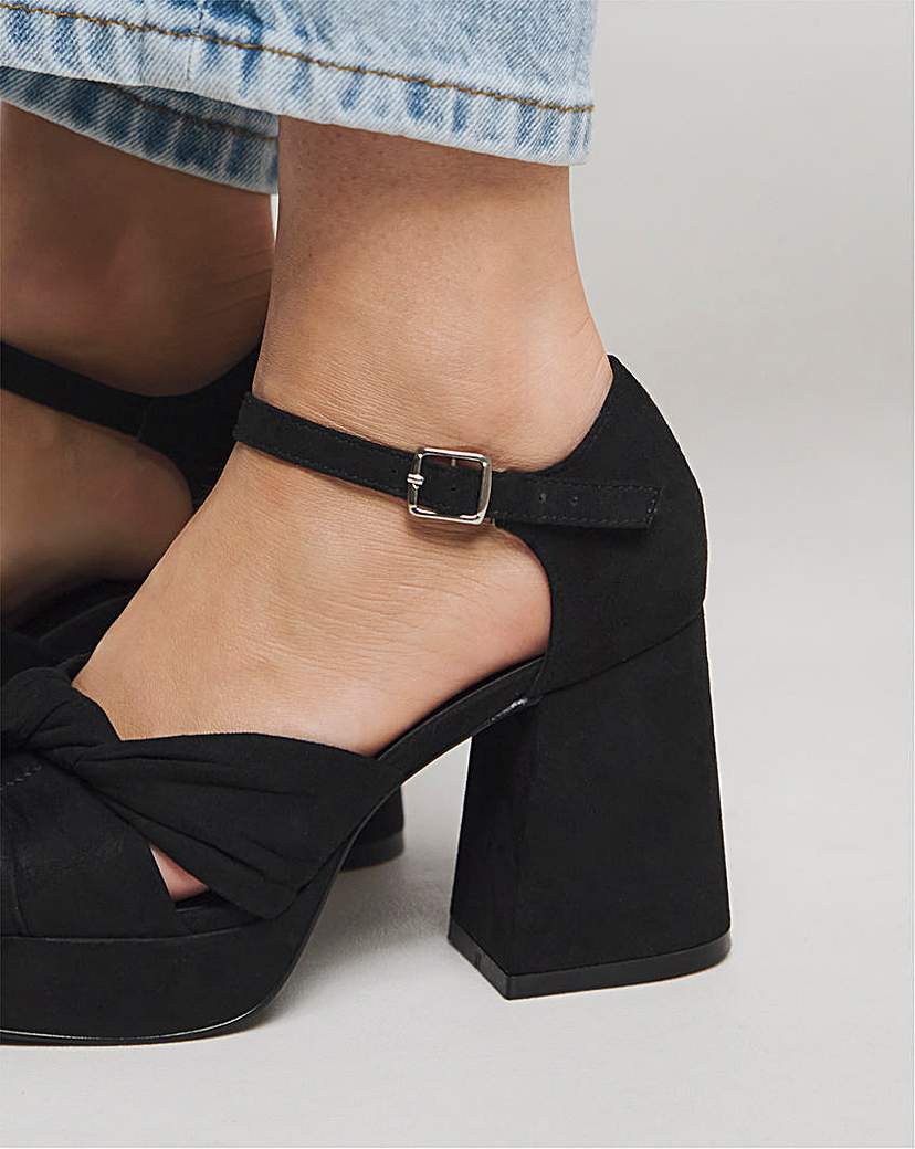 Knot Detail Platform Sandal Ex Wide Fit