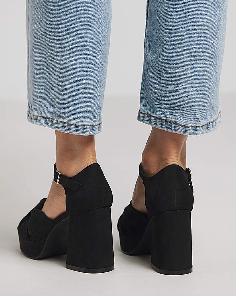 Knot Detail Platform Sandal Ex Wide Fit
