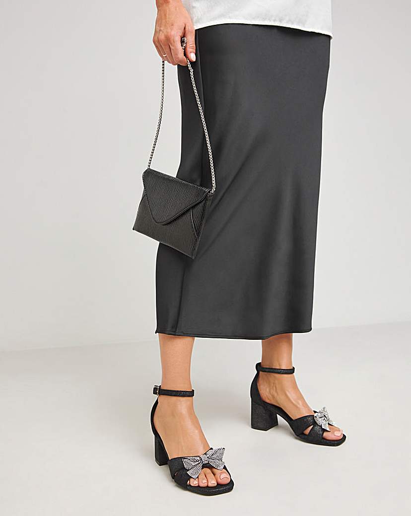 Diamante Cross Strap Heel Sandal Wide