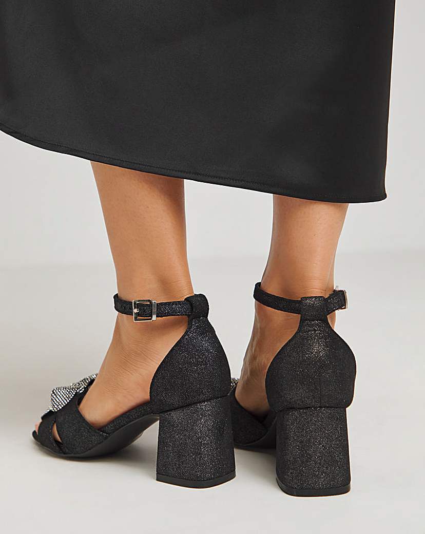 Diamante Cross Strap Heel Sandal Wide