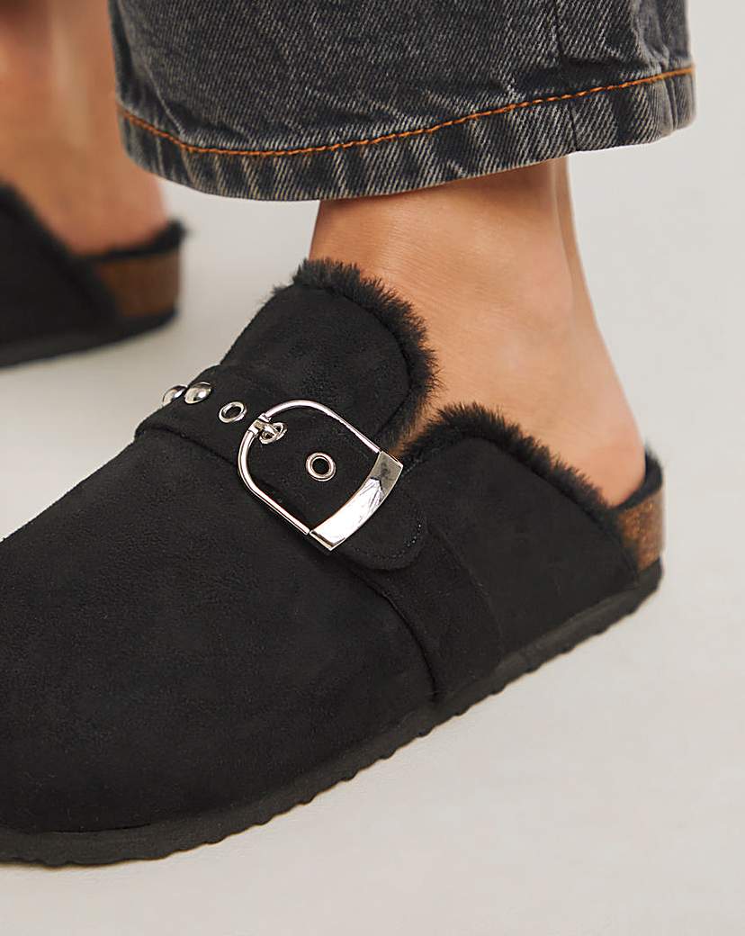 Closed Toe House Shoe Buckle Wide