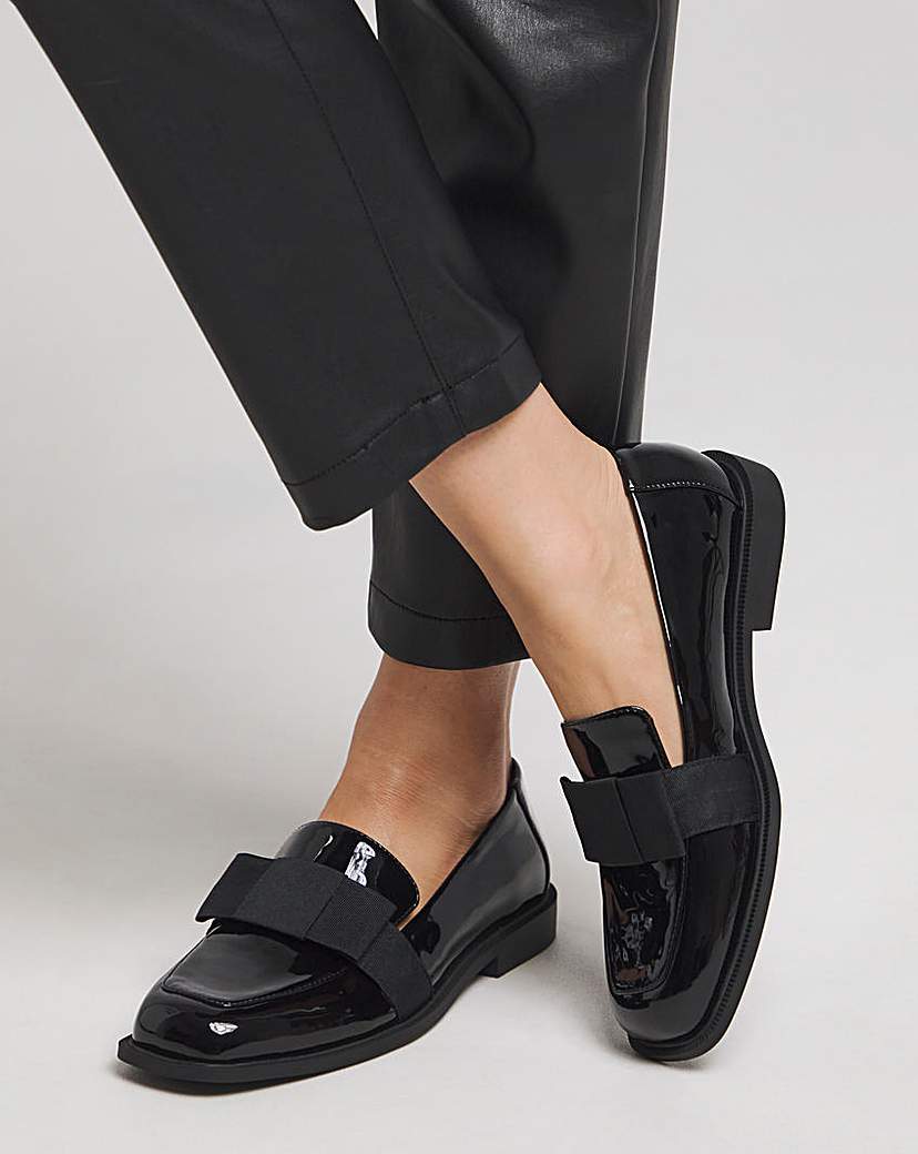 Oversize Bow Loafer Shoes Ex Wide Fit