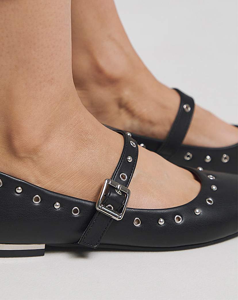 Embellished Mary Jane Shoes Ex Wide Fit