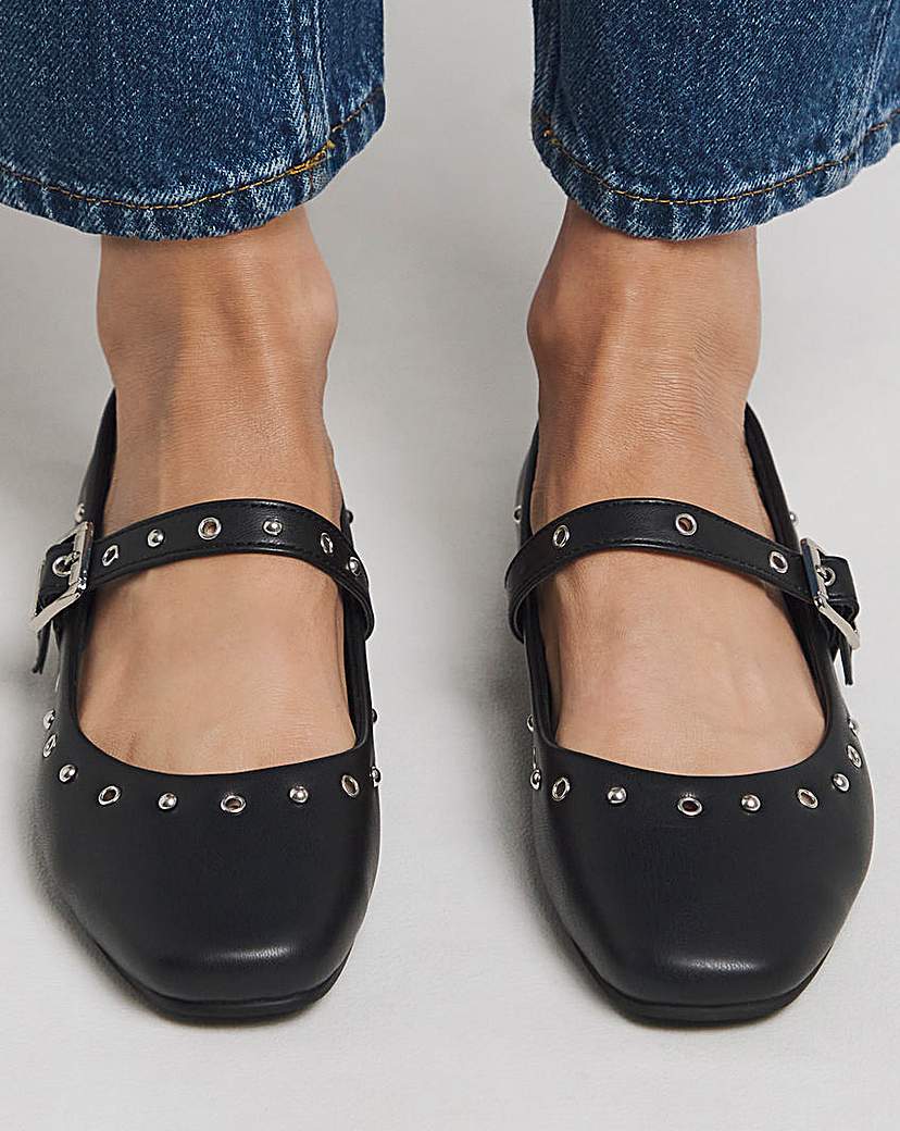 Embellished Mary Jane Shoes Ex Wide Fit