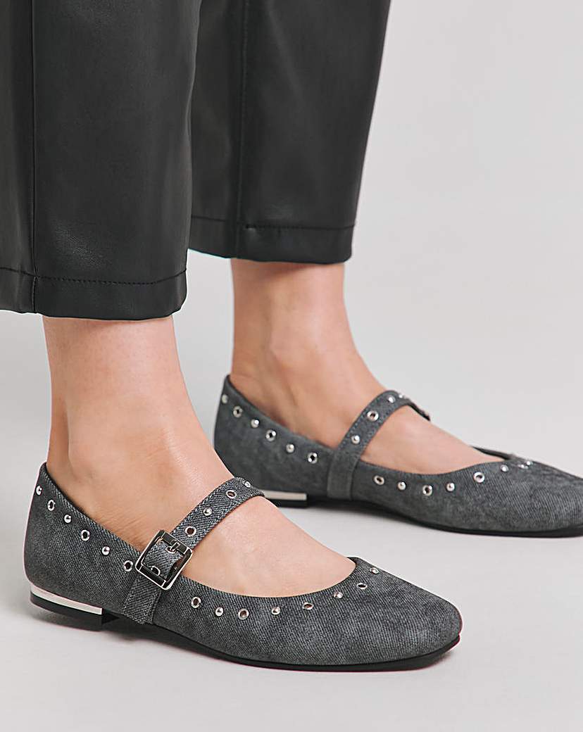 Embellished Mary Jane Shoes Ex Wide Fit