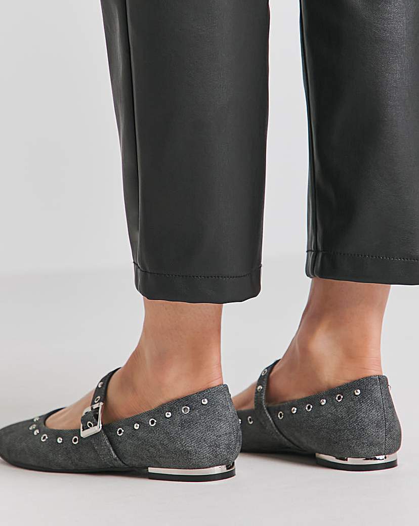 Embellished Mary Jane Shoes Ex Wide Fit