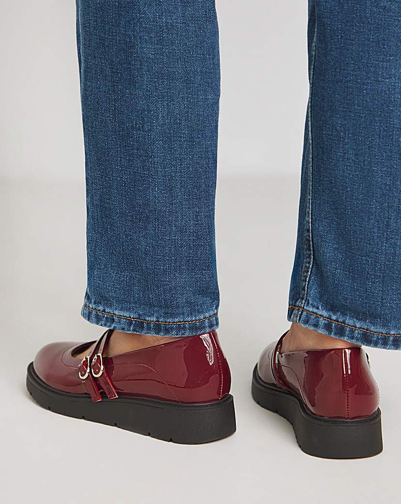 Low Wedge Mary Jane Shoe Ex Wide Fit